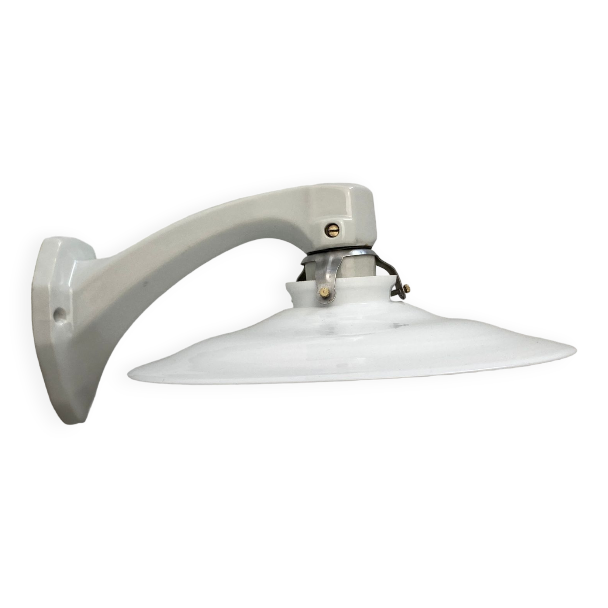 Old ceramic and opaline vintage wall lamp
