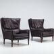 Pair of Durlet lounge chairs brown leather Belgium 1960