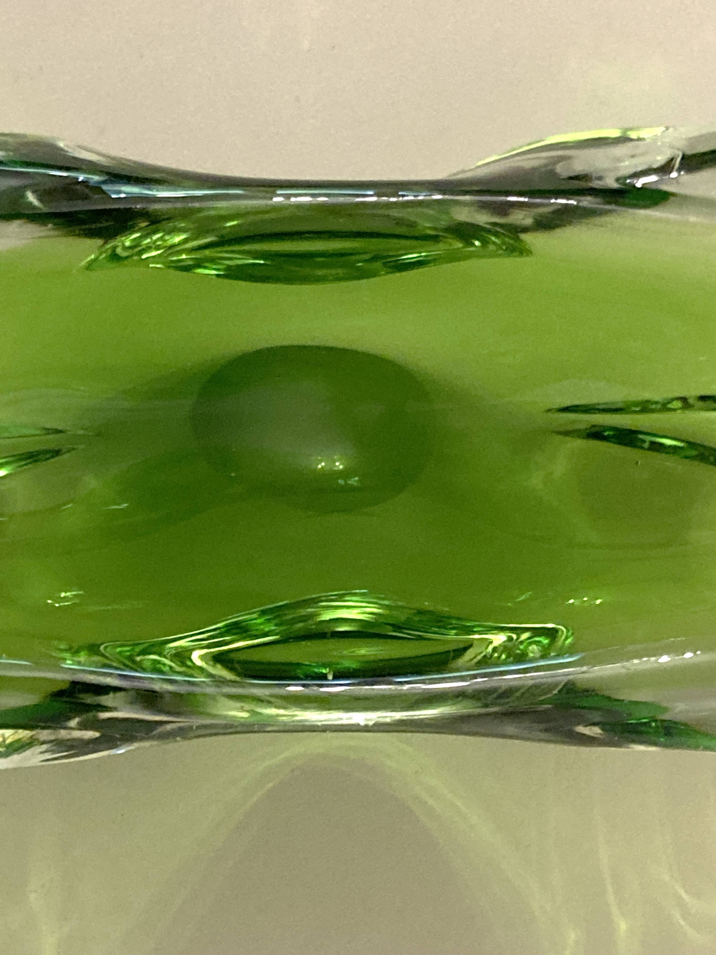 Murano iridescent green pocket tray
