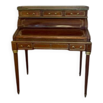 Cylinder desk with a system in mahogany in Louis XVI style