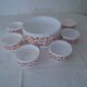 Saladier - t 6 cups scania orange flowers vintage arcopal