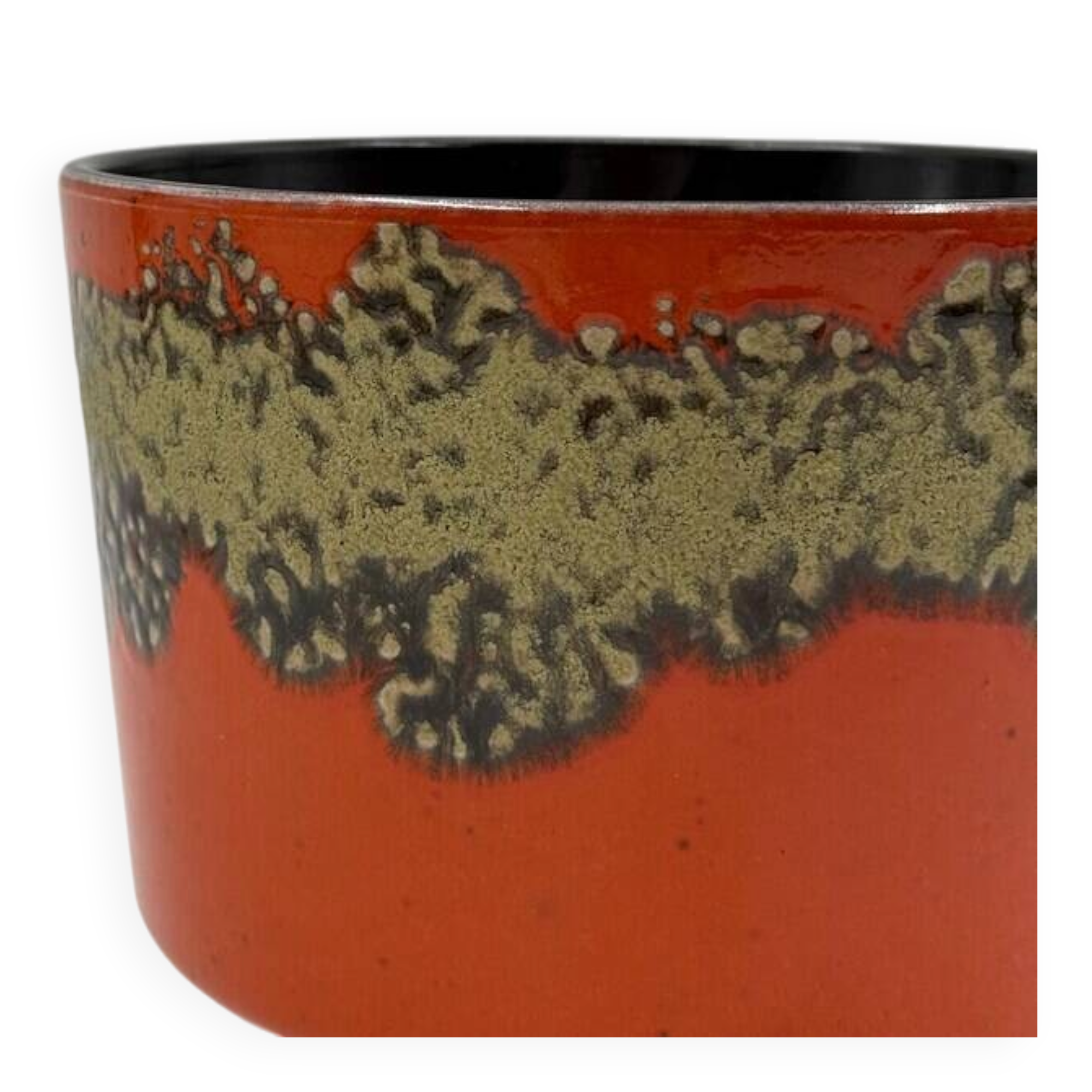 Vase Années 70 Lava Glaze Orange Brûlé
