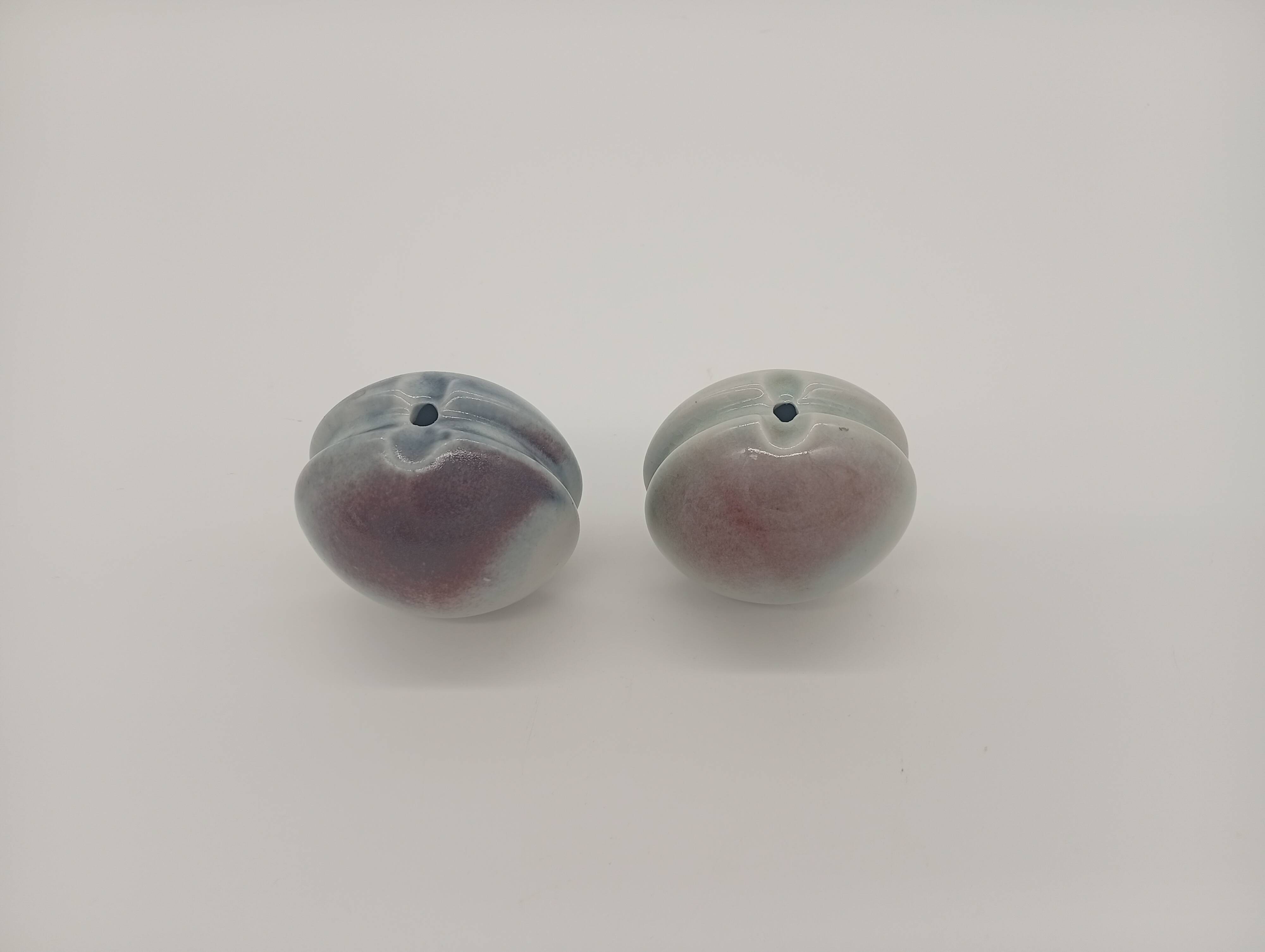 Duo 2 Vase Soliflore Lenticular Glazed Stoneware Grey Blue Purple Ceramic