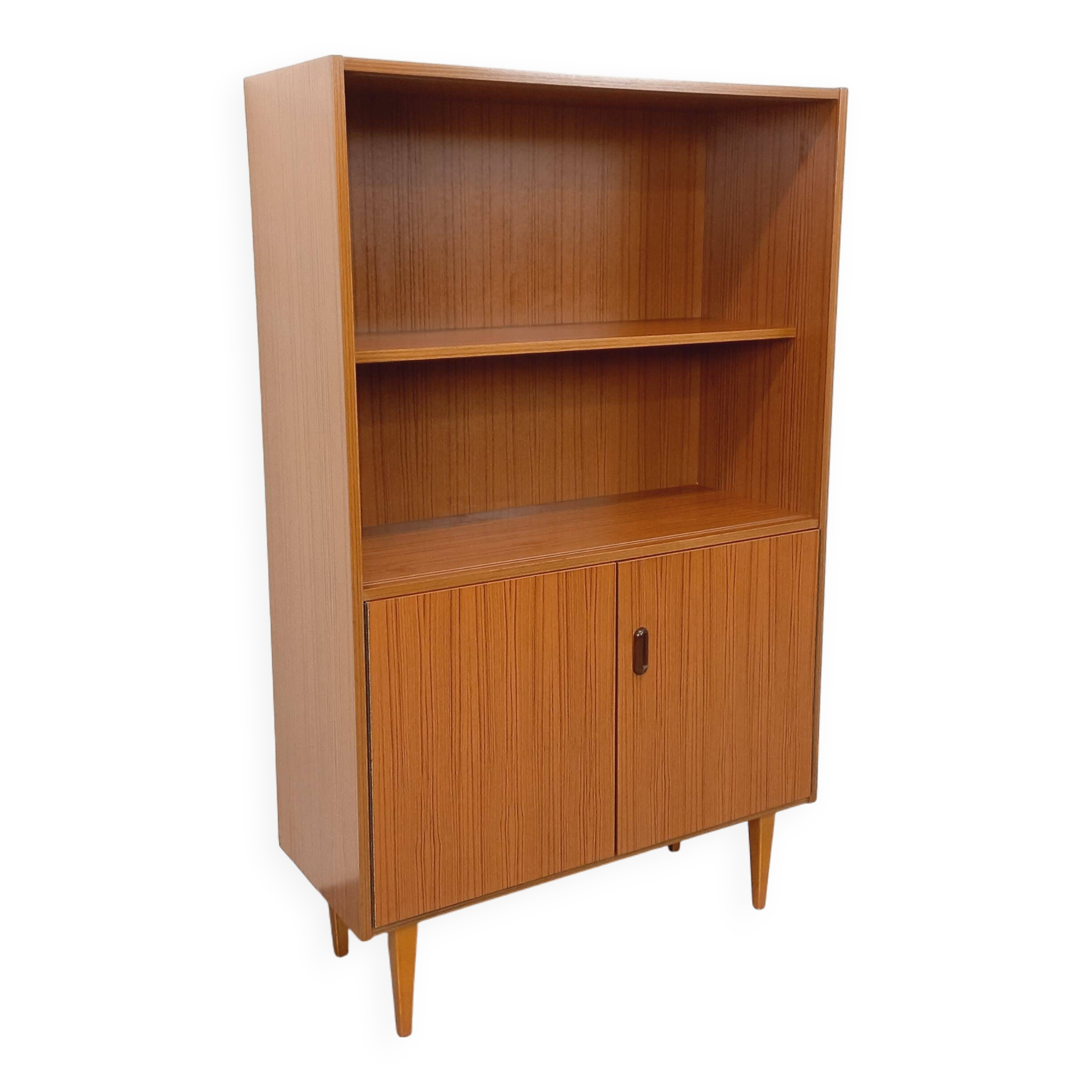 Vintage Scandinavian style storage bookcase in melamine and teak from the 60s