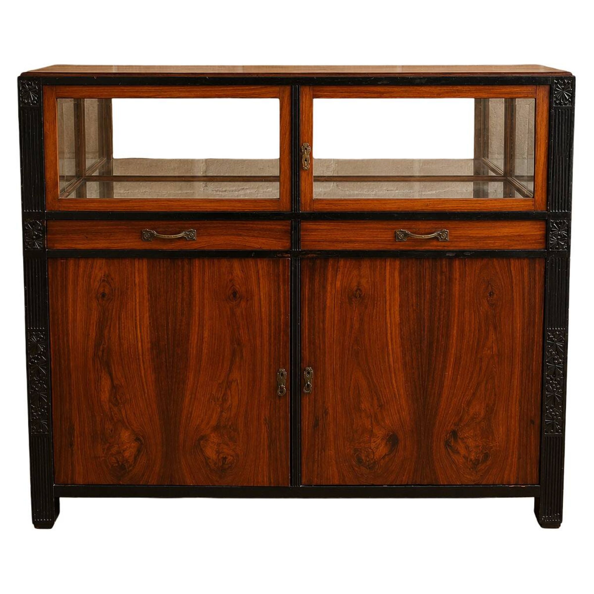 Vitrine / bibliothèque d'appui époque Art Déco en palissandre et bois