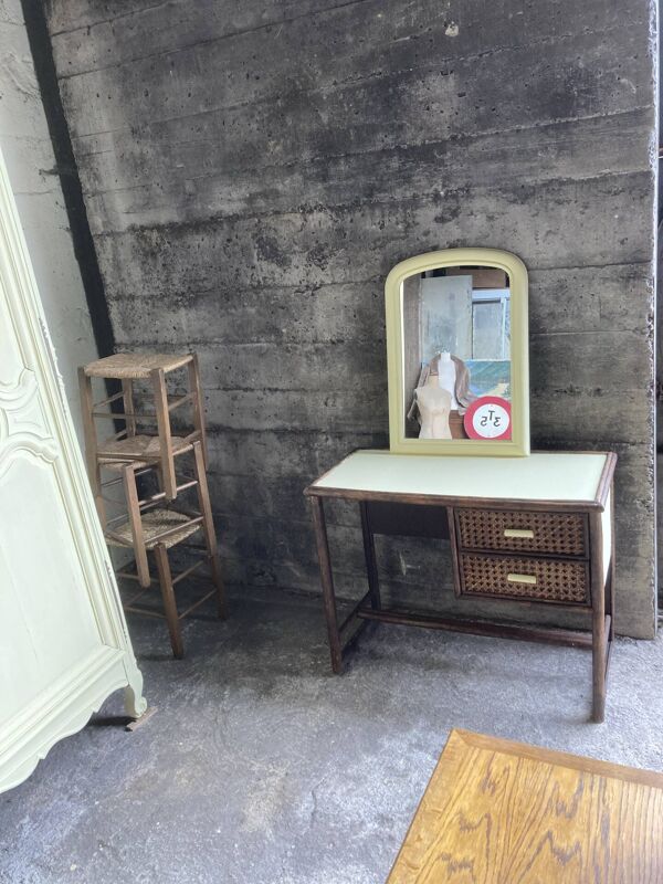 Bureau parisien osier bois bambou