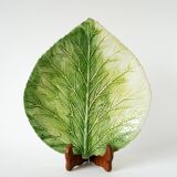Large slip dish / cup, Leaf model, Signed, 1970