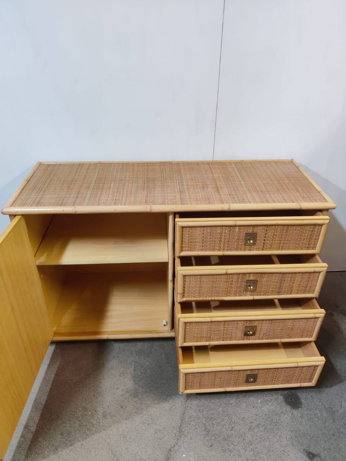Dal Vera rattan and bamboo sideboard