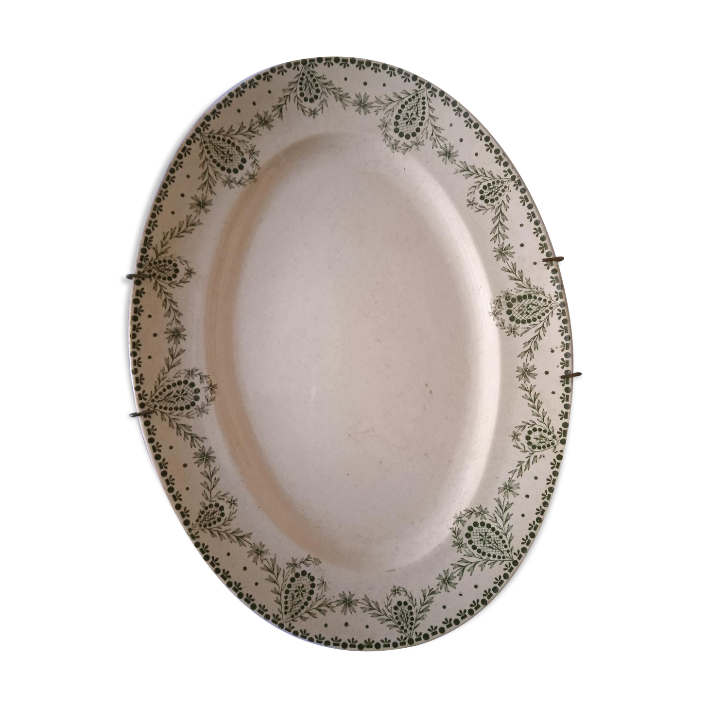 Dish Labrador earthenware Creil Montereau Service Brussels