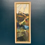 Large Original Swedish Oil on Canvas – “Cubist Landscape” by Kjell Lindberg – Signed – Vintage & Framed