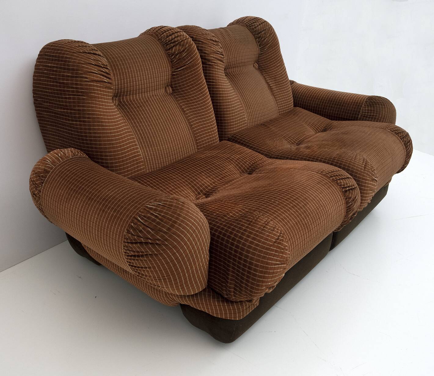 Space Age Italian Velvet Modular Sofa, 1970s