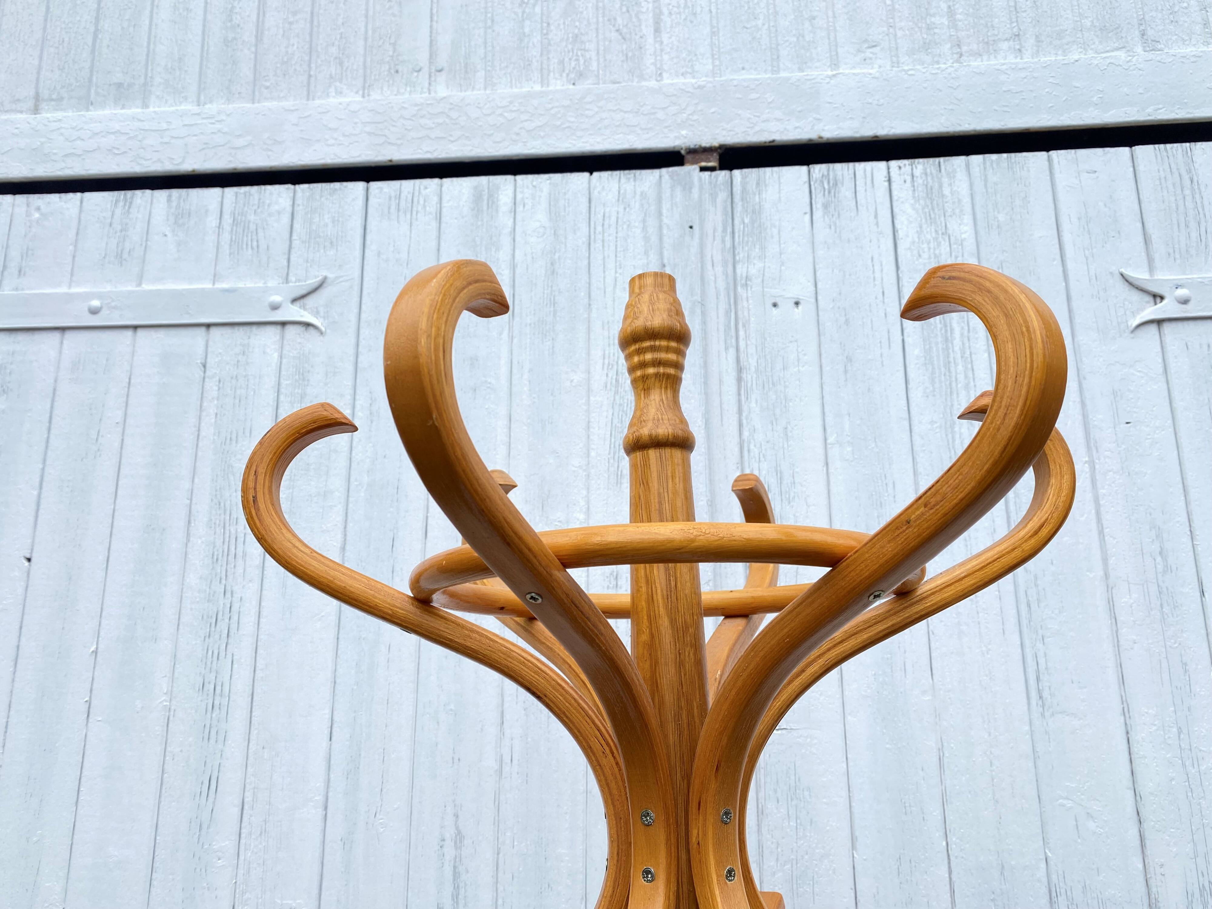 Baumann bistro style 1960 curved light wood parrot coat rack