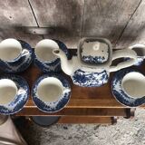 Old tea service the brook myott white ceramic blue decor england
