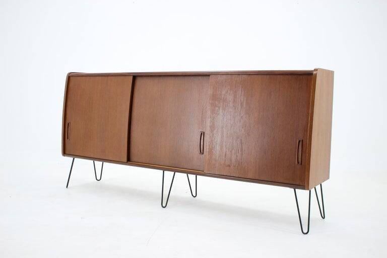 1960s Upcycled Danish Mid-Century Modern Teak Sideboard on Hairpin Legs