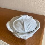 Old covered pot in 19th-century faience with cabbage decoration.