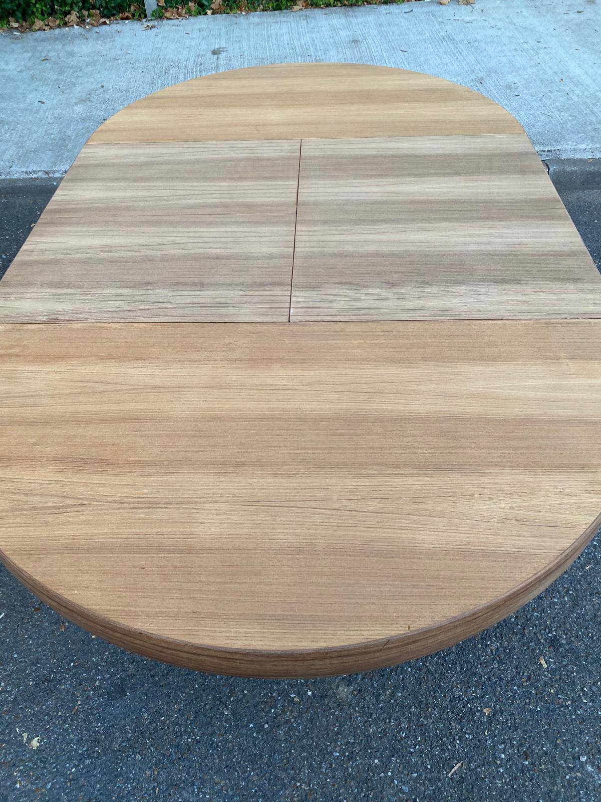 Authentic Scandinavian round table BAUMANN stripped in raw teak 1960