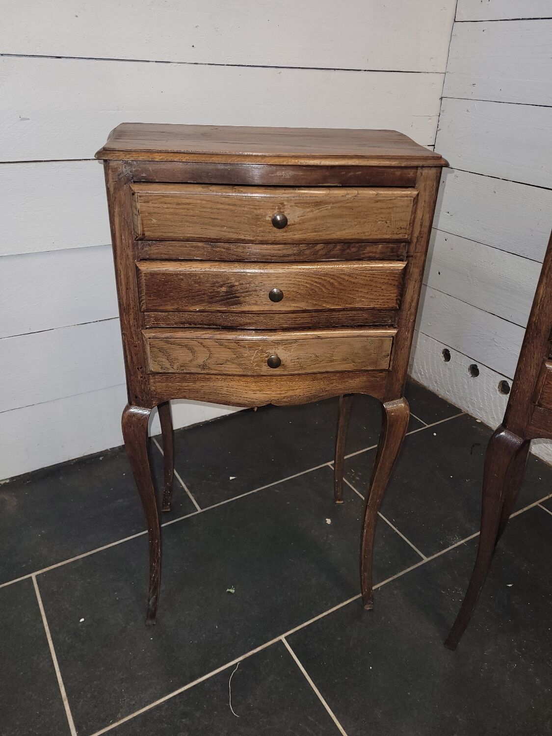 Pair of Louis XV style oak bedside tables