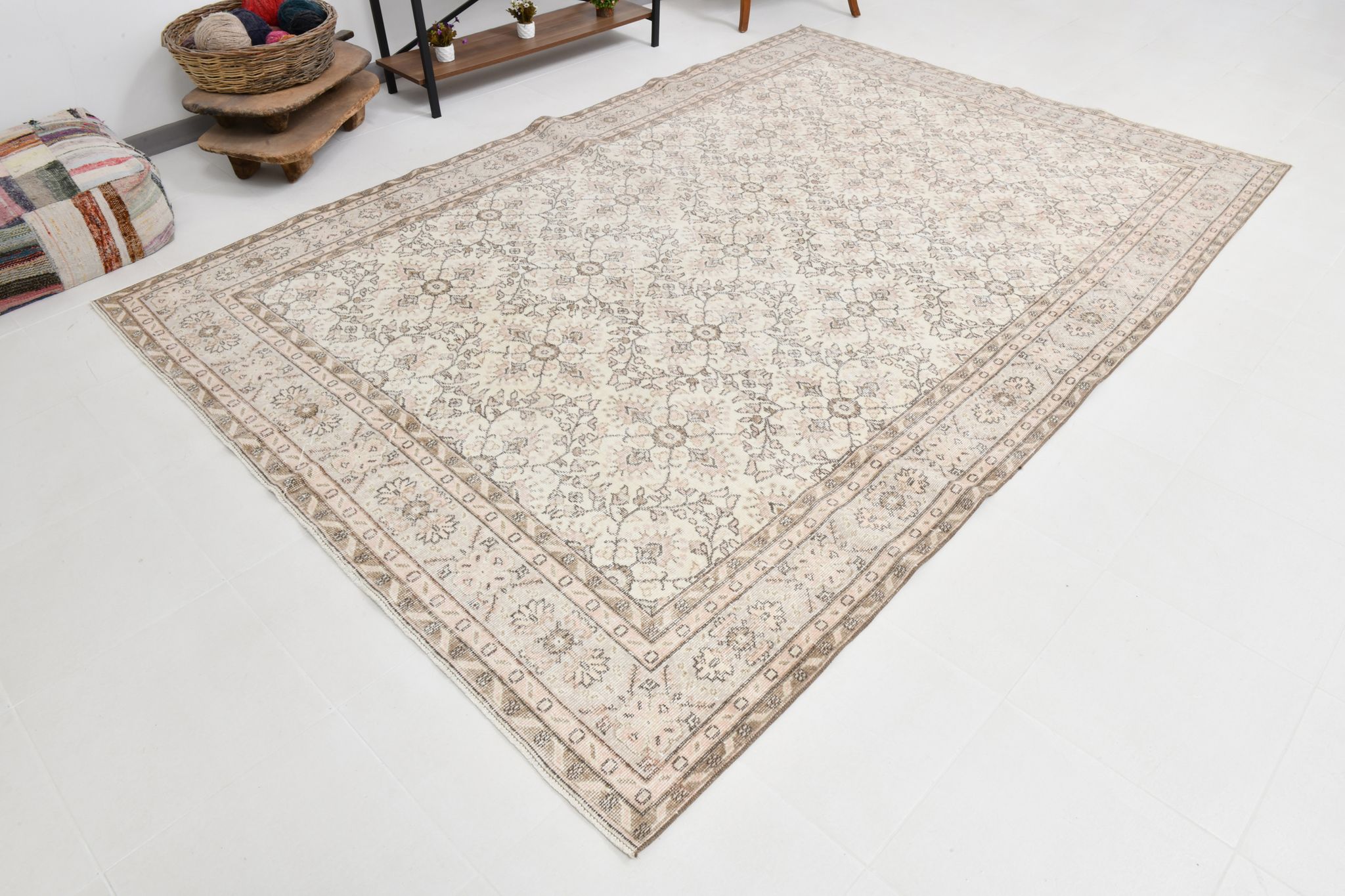 Tapis vintage bordé, 218x326cm