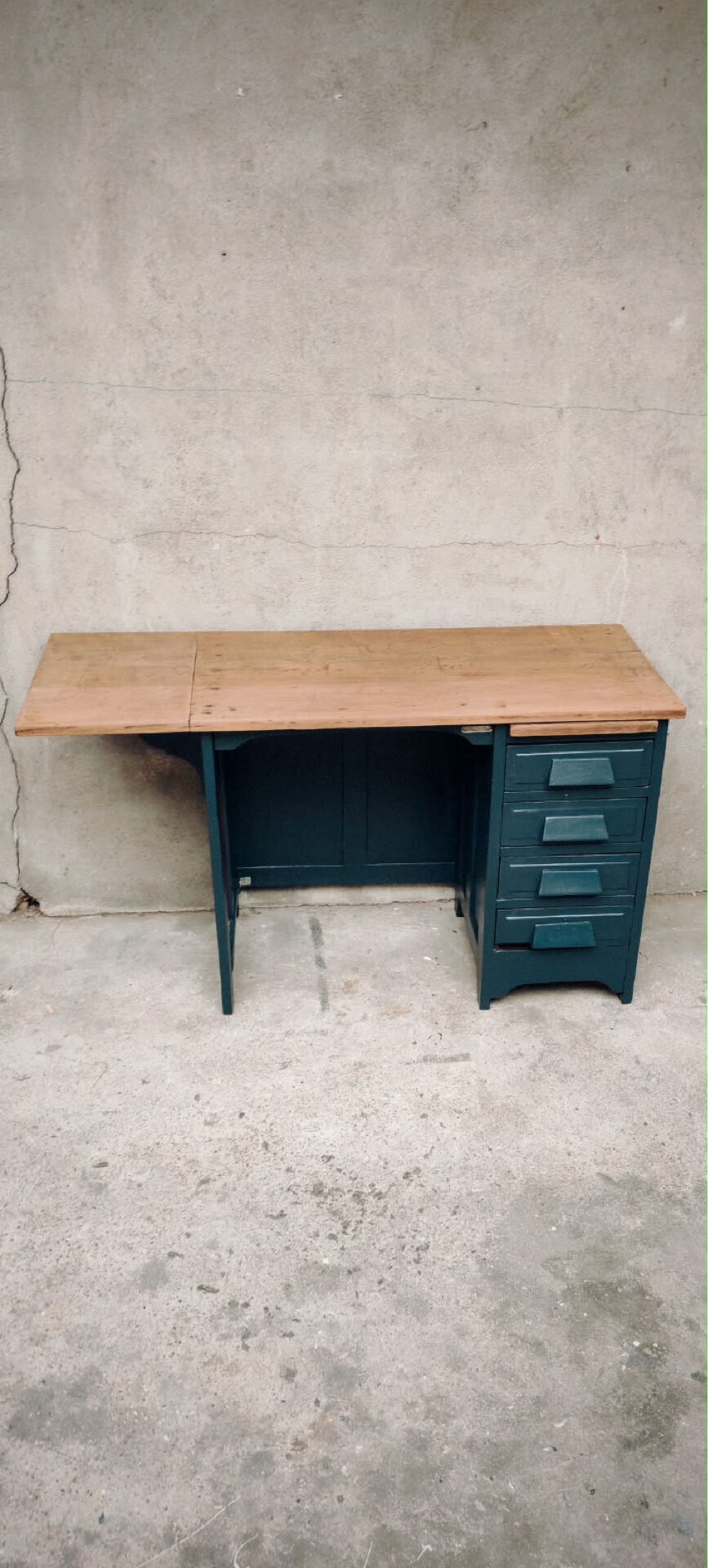 Antique desk with drawers and shelf
