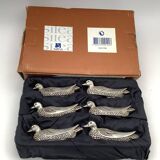 Set of 6 Vintage Duck-Shaped Silver-Plated Knife Rests SILEA