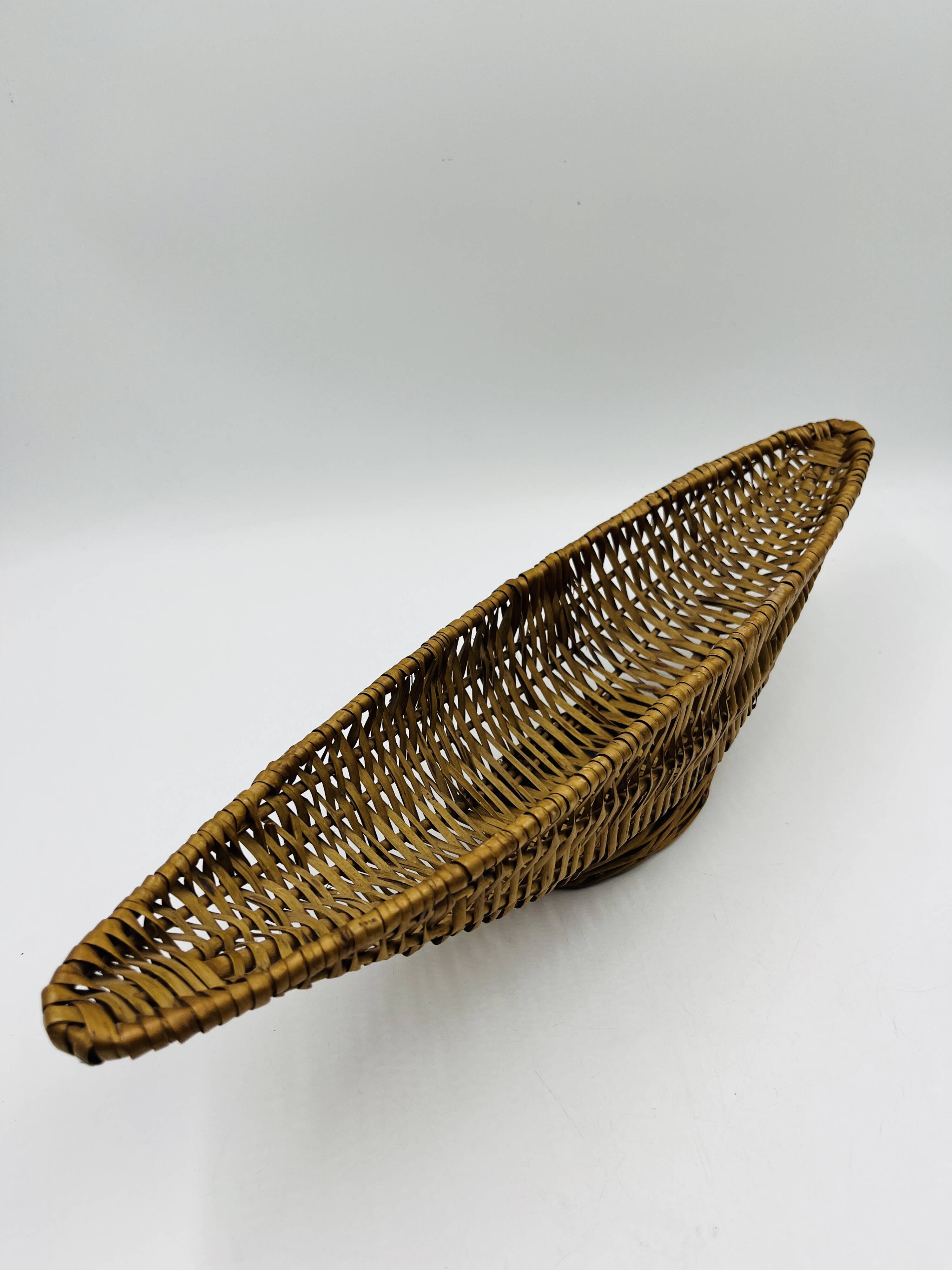 Vintage elongated wicker basket
