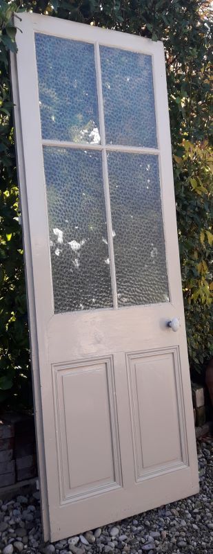 Glass door 82,8x215,3cm old translucent glazing