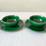 2 old green coffee cups in earthenware of Saint Clement