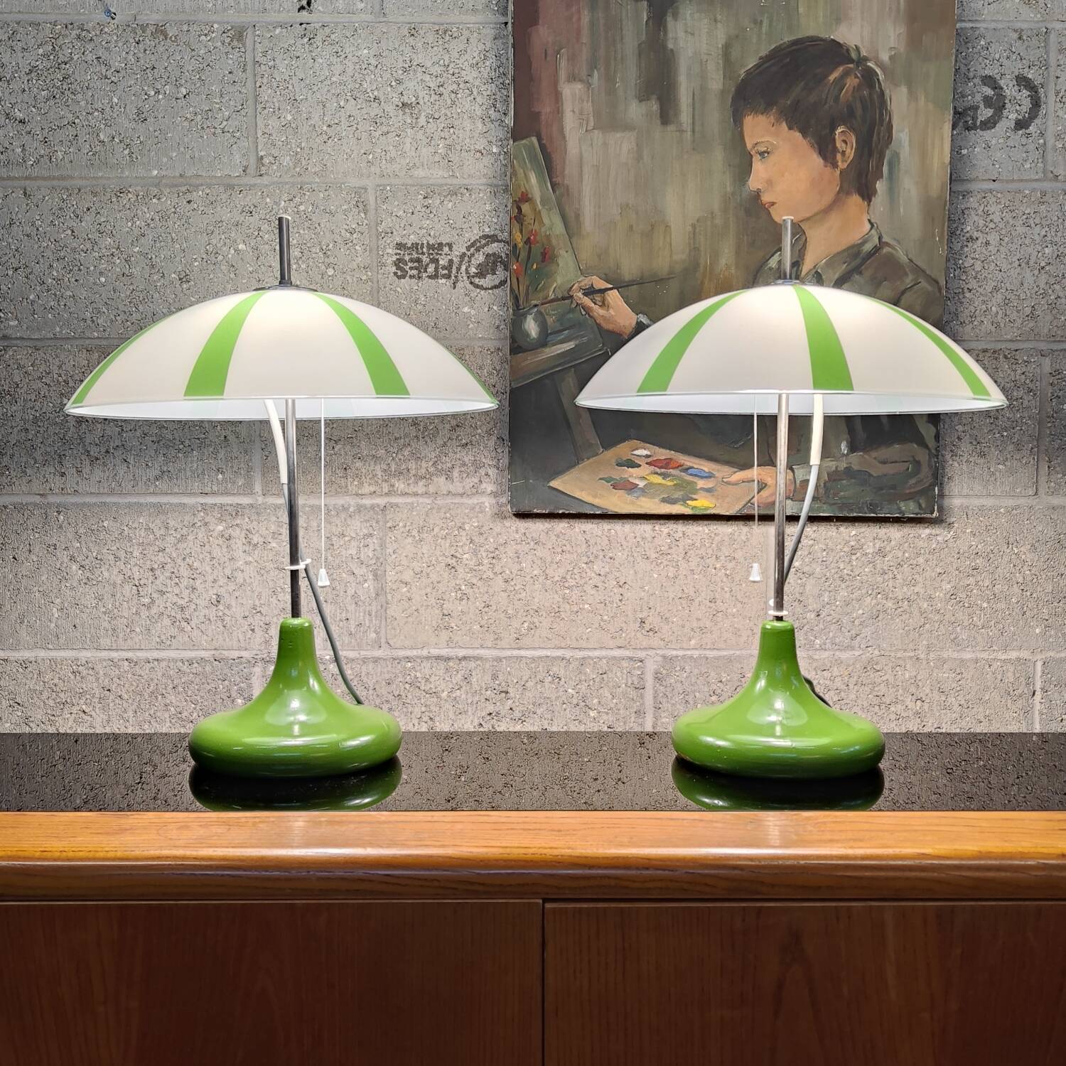 Pair of opaline lamp Space age Czech 1970