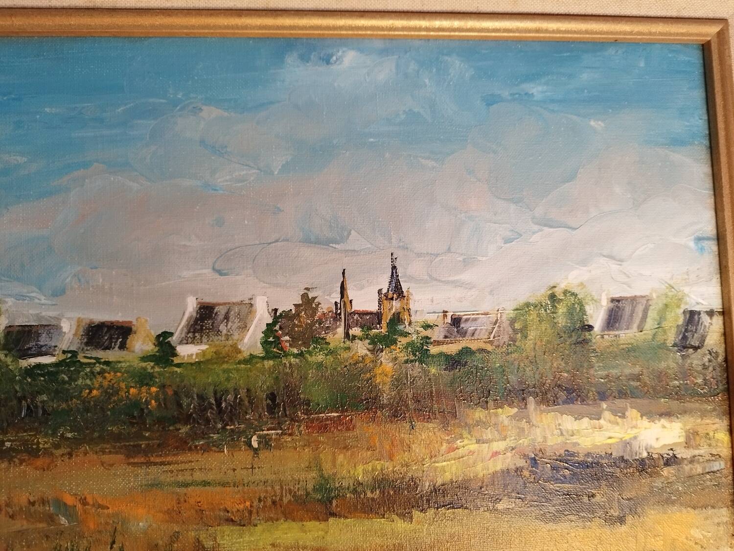 Oil on canvas "a Village in Brittany" signed by Raymond Scuiller