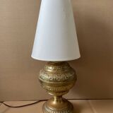 Antique embossed brass table lamp