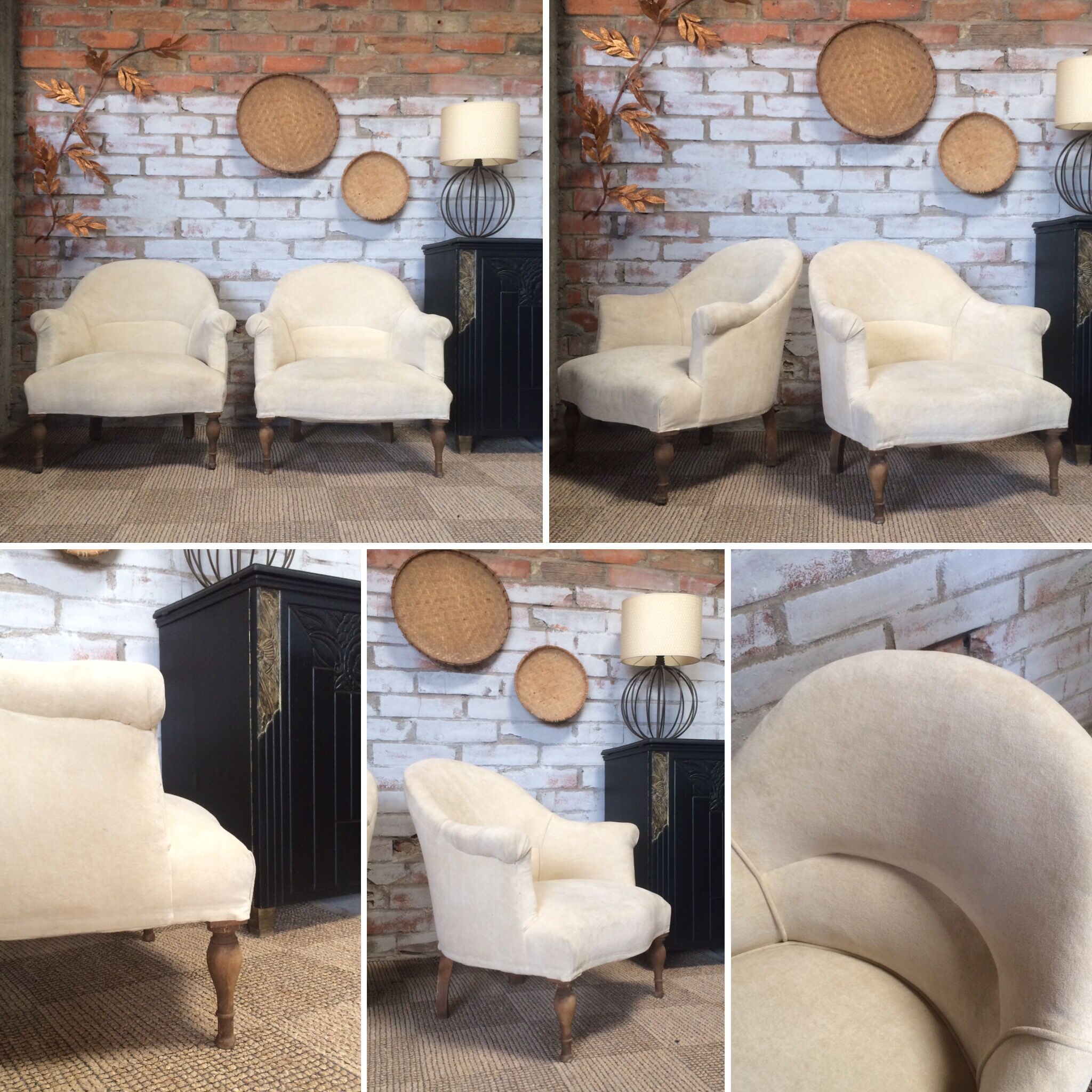 Armchair toad ecru alcantara