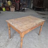 Antique rustic bistro farm table 1900 one drawer - 1m23