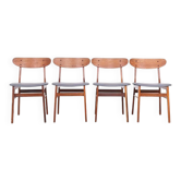 Chaises en teck Farstrup avec nouveau skai, années 1960.