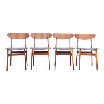 Farstrup teak wooden chairs with new skai, 1960s