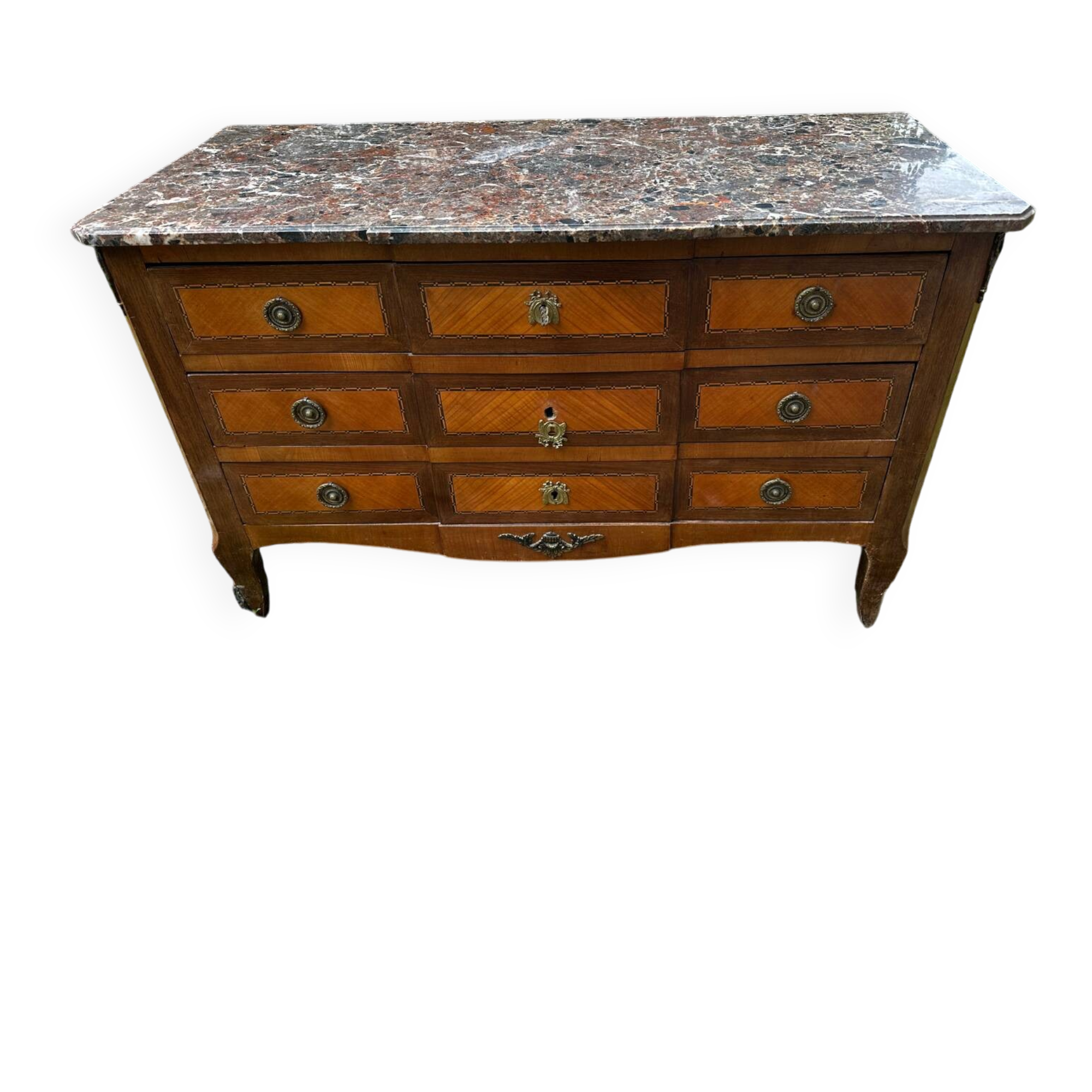 Transitional Louis XV - Louis XVI commode from the 19th century.