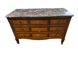 Transitional Louis XV - Louis XVI commode from the 19th century.