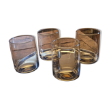 4 vintage 70s long drink glasses - green smoked glass