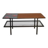Vintage teak and ceramic coffee table 1960