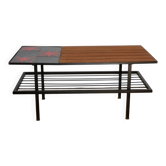 Vintage teak and ceramic coffee table 1960
