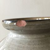 Glazed stoneware ball vase decorated with flowers