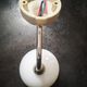 Wall lamp old opaline silver metal globe & porcelain base Art Deco 1930 TBE gooseneck
