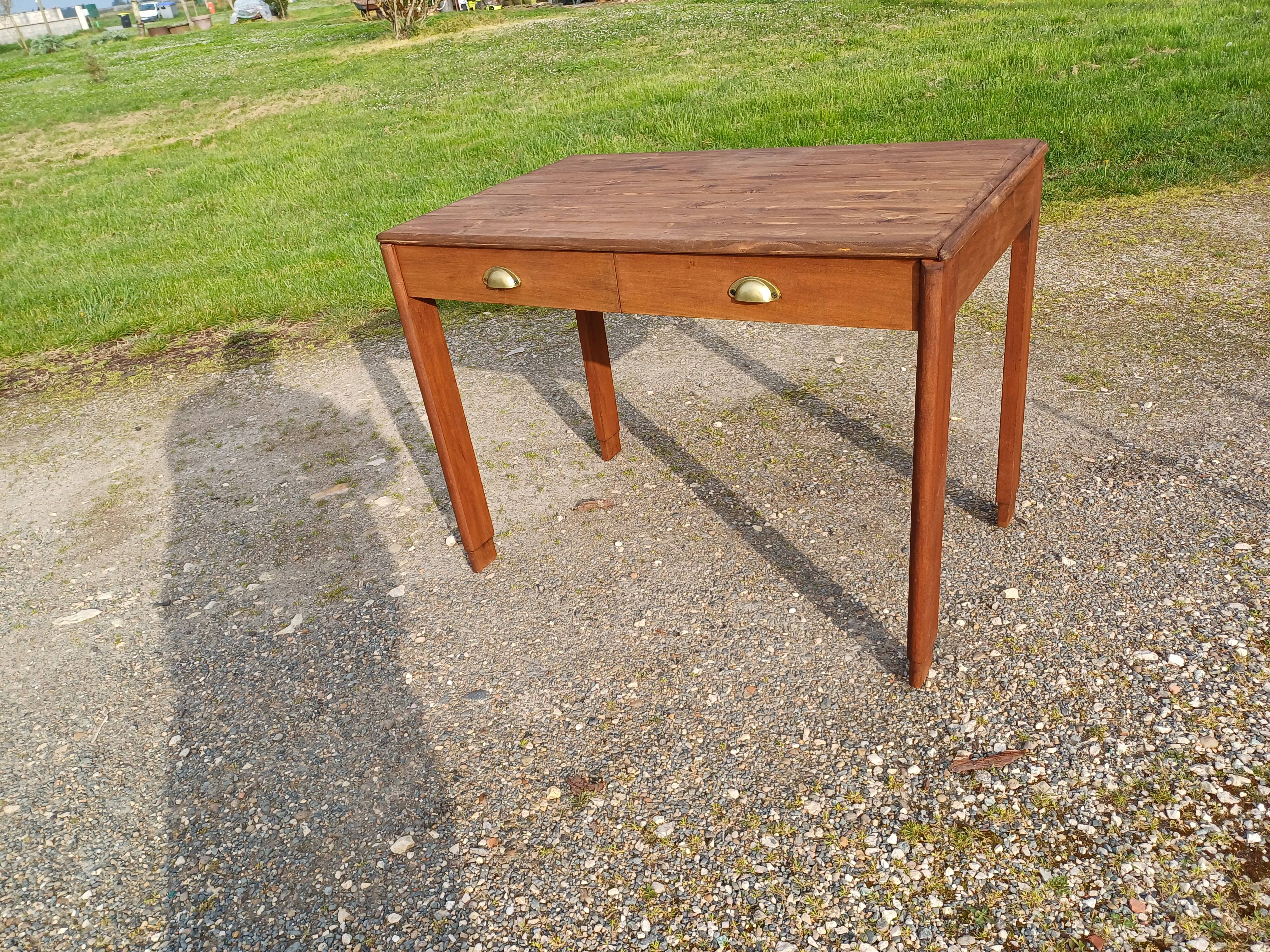 Art deco mahogany and pine table