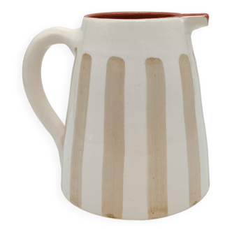100% Handmade Two-Tone Striped Ceramic Pitcher