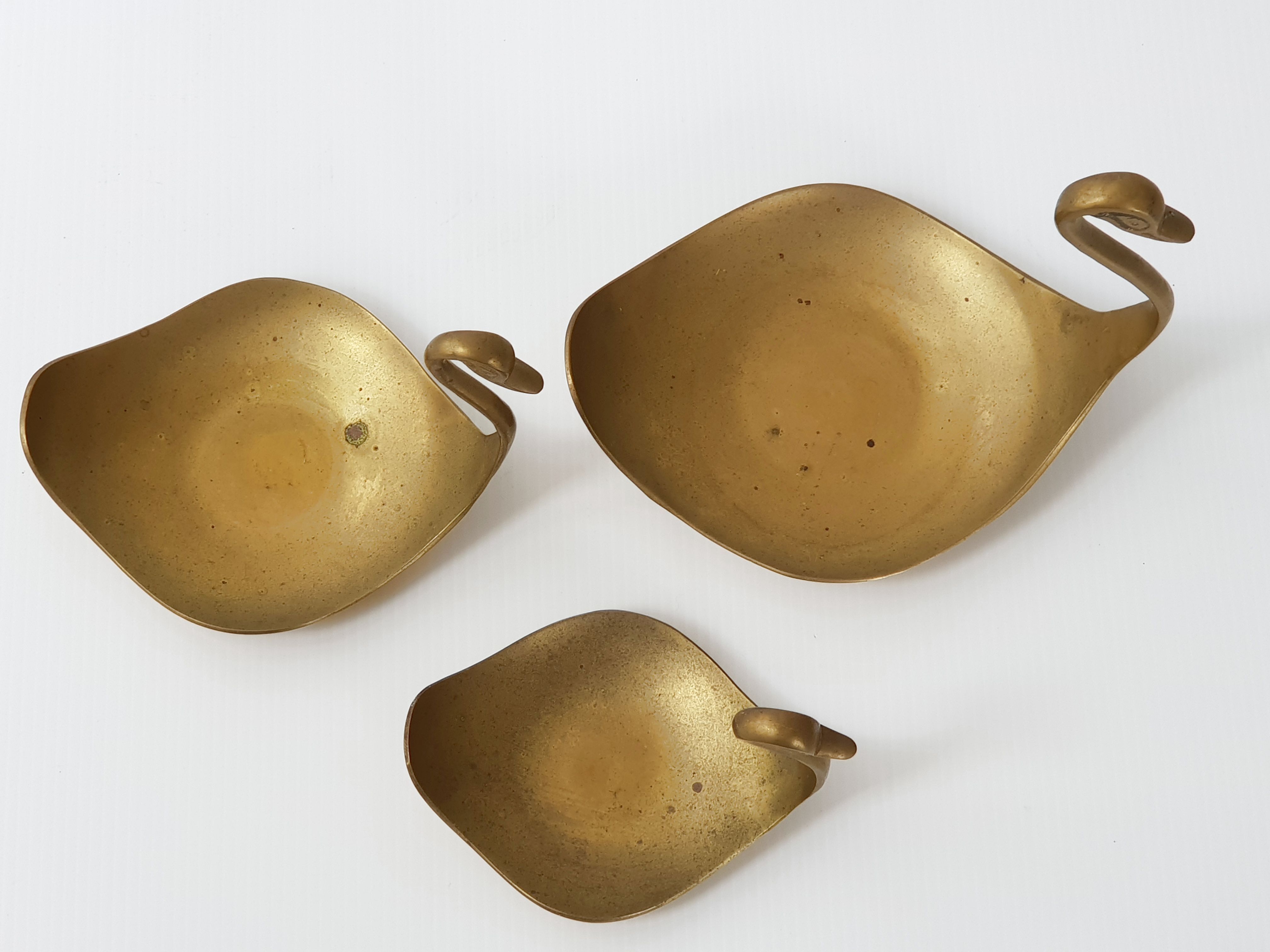 Suite de 3 vide-poches cygnes 1970 vintage