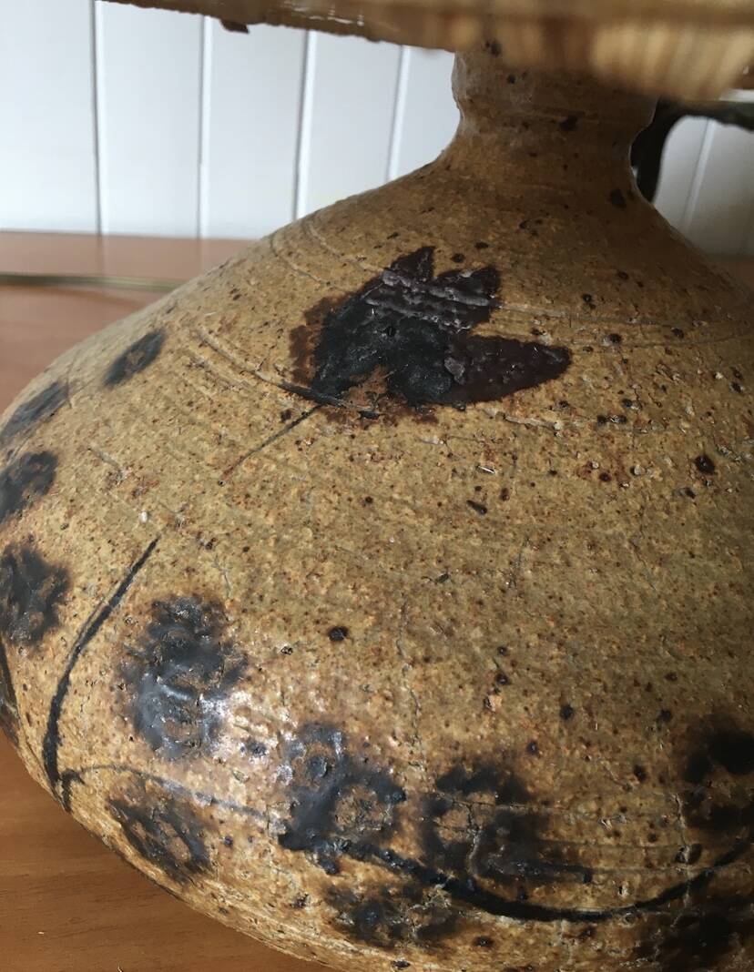 Terracotta lamp base signed