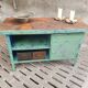 Industrial workbench steel green kitchen or bathroom furniture