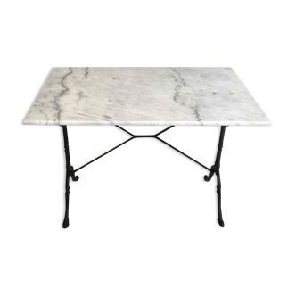 Marble and cast iron bistro table