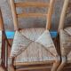 Set of 6 straw chairs in Louis Philippe style cherry wood