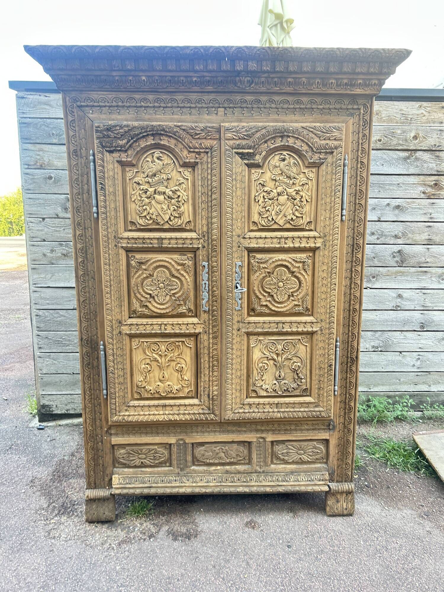Louis XIV Style wardrobe, two doors, in oak
