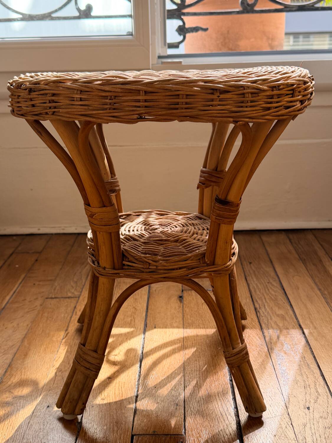 Stool - side table - in wicker